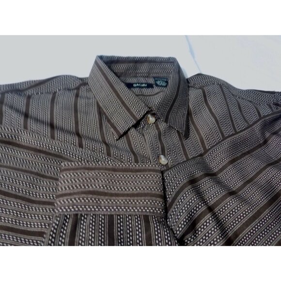 Vintage Gachu Men Shirt Large L Long Sleeve Disco Y2K Brown Button Up - Picture 6 of 11